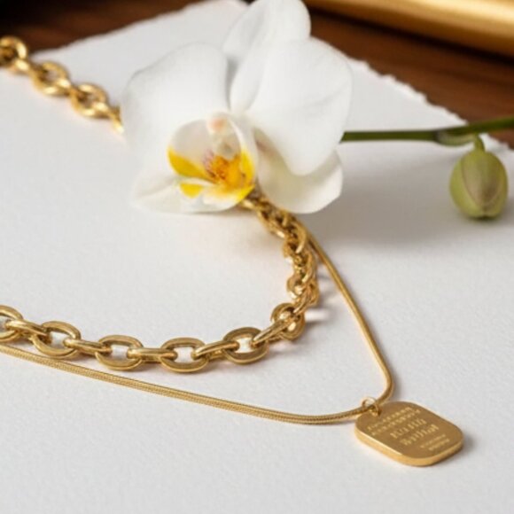 🆕️ Minimalist Chic Luxe Layered Necklace Set 18K Gold Plated Stainless Steel - Picture 5 of 10